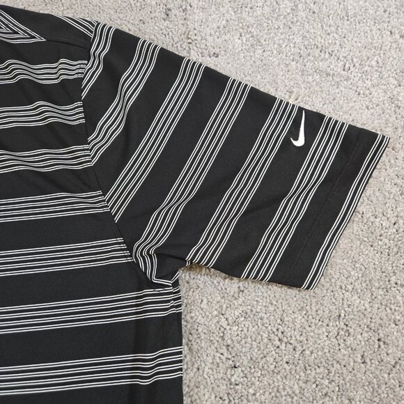 Nike Golf Tour Performance Mens Large Black Wht Stripe Short Sleeve Polo Dri-Fit - Picture 3 of 9